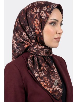 Hadiora Kadın Bordo Çiçek Desenli Organik Pamuk Soft Eşarp