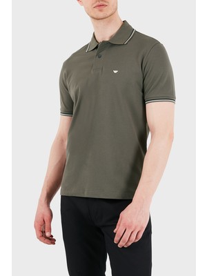 Emporio Armani Logolu Pamuklu Regular Fit Düğmeli Polo Erkek Polo EM004606 AF23090 U8143