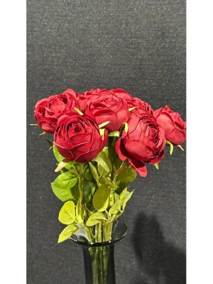 Greeneye Home Yapay 10'lu Kırmızı Mini Şakayık 35CM
