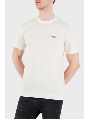 Boss Logolu Pamuk ve Keten Karışımlı Bisiklet Yaka T Shirt Erkek T Shirt 50558830 118