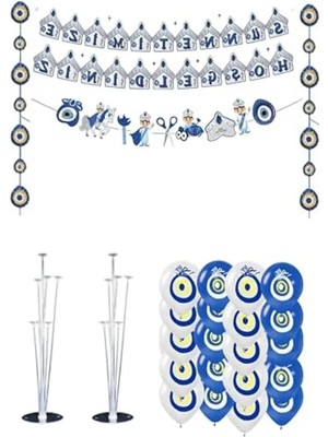 Calperia Sünnet Kutlama Için Dekoratif Banner ve Balon Seti