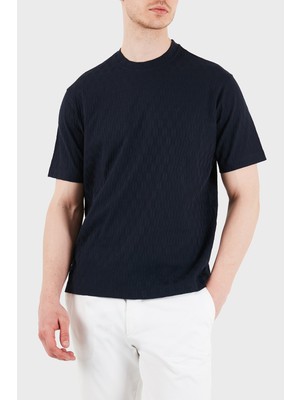 Emporio Armani Pamuklu Regular Fit Logolu Bisiklet Yaka Jakarlı T Shirt Erkek T Shirt EM005699 AF25298 UB109