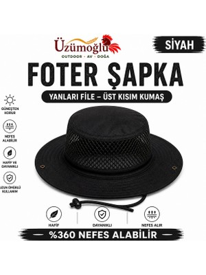 Üzümoğlu Foter Şapka Yanları File Nefes Alabilir Outdoor Kamp Balıkçılık Şapkası