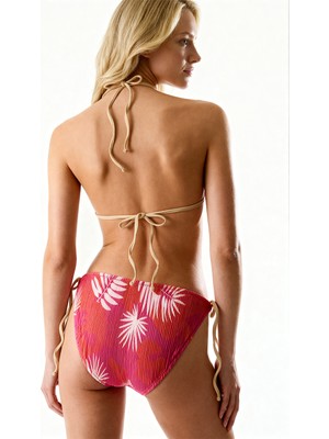 Aquella Desenli Piliseli Oranj Baskı Üçgen Bikini Takım