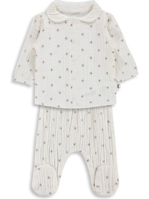 Civil Baby Yıldız Empirme 3-12 Ay Pijama Takımı - Kahverengi