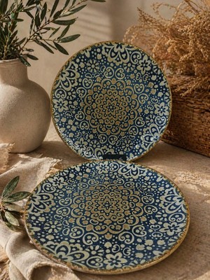 Büyük Düz / Servis Yemek Tabağı/bonna Mandala Desenli Büyük Düz Servis Tabağı Alhambra Gourmet Flat