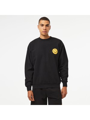 Market Smiley Vintage Wash Erkek Siyah Sweatshirt