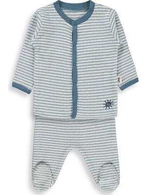 Civil Baby Çizgili 1-9 Ay Pijama Takımı - Ekru