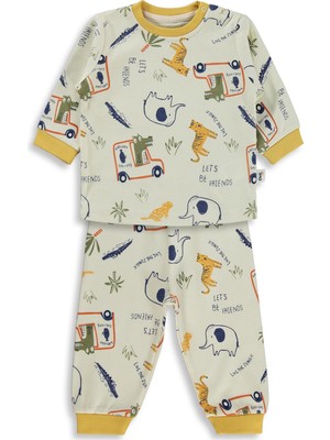 Civil Baby Araba Baskılı 6-18 Ay Pijama Takımı - Hardal