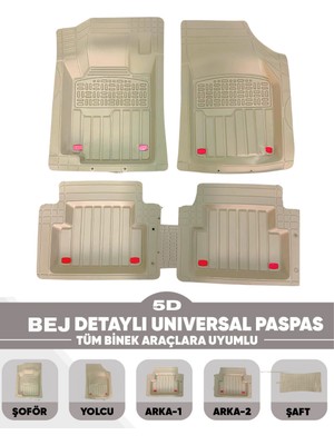 Alberto Rossi  Citroen C4 Grand Picasso 7 Koltuk  2006-2013 Model Uyumlu Enerox Bej 5d Havuzlu Paspas Universal-Yumuşak Kaymaz Taban