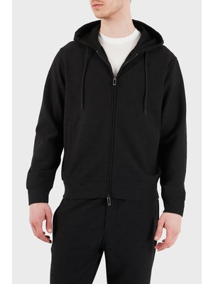Emporio Armani Tamamı Logolu Regular Fit Kapüşonlu Fermuarlı Sweat Erkek Sweat EM004867 AF13700 FC322