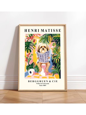 Ninastore Tuvalette Lhasa Apso Duvar Sanatı - Komik Matisse Banyo Baskısı
