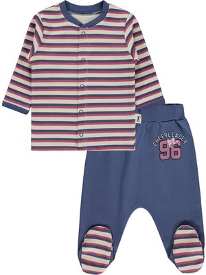 Civil Baby Çizgi Empirme 1-9 Ay Pijama Takımı - Bej