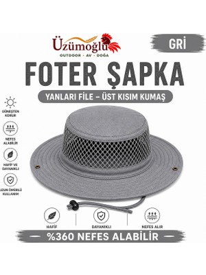 Üzümoğlu Foter Şapka Yanları File Nefes Alabilir Outdoor Kamp Balıkçılık Şapkası