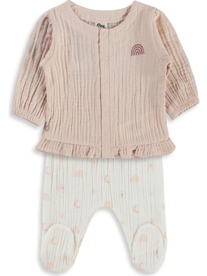 Civil Baby Gökkuşağı Baskılı 1-9 Ay Pijama Takımı - Ekru