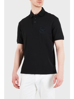 Emporio Armani % 100 Pamuk Logo Işlemeli Düğmeli Polo Erkek Polo EM005363 AF10497 UC001