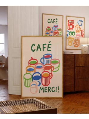 Ninastore 2 Retro Kahve Baskısı - Renkli El Çizimi Mutfak Duvar Sanatı - Espresso Posteri - Eğlenceli Dopamin