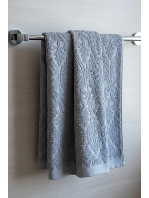 Savessa Efsun Serisi 2'li Havlu ELYÜZ-HEDİYE-ÇEYİZ-%100 Pamuk-Yumuşak Dokulu-Hızlı KURUMA-50X100 Cm-Antrasit