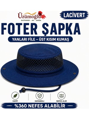 Üzümoğlu Foter Şapka Yanları File Nefes Alabilir Outdoor Kamp Balıkçılık Şapkası