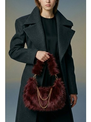 Vivazzaluxe Vintage Peluş Kürk Model Sonbahar, Kış Tote Bag Kadın El, Omuz, Çapraz Çanta
