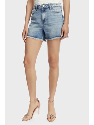 Guess Taş Detaylı Pamuklu Relaxed Fit Kot Şort W6GD74D0726 Bayan Şort W6GD74 D0726 Skv1