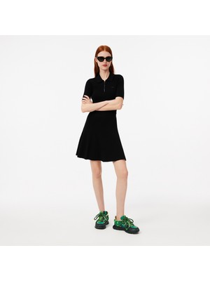 Lacoste Kadın Slim Fit Kısa Kollu Polo Yaka Siyah Elbise