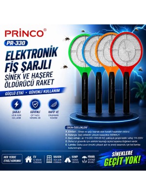 Eco Port Princo PR-330 Elektronik Fiş Şarjlı Sinek ve Haşere Öldürücü Raket