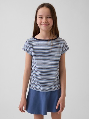 Gap Kız Çocuk Mavi Cap-Sleeve Fitted T-Shirt