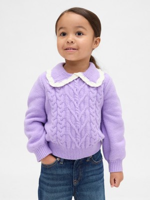 Gap Kız Bebek Mor Cashsoft Yaka Detaylı Kazak