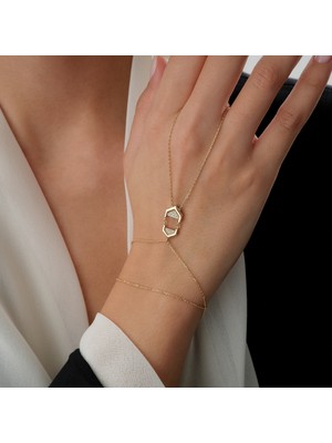 Cherry By Özkonak Altıgen Form Pavé Taşlı Altın Şahmeran