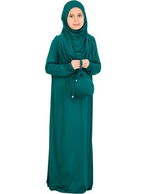 Modish Group Kız Çocuk Namaz Elbisesi – Yumuşak Viskon Giyim Abaya & Hijab + Çanta Seti