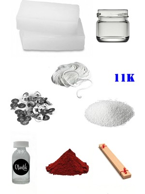 OEM 11K Mum Yapım Başlangıç Seti 1kg Parafin Kavanoz 1 Esans 1 Boya Fitiller Stearin Evde Mum Yapımı
