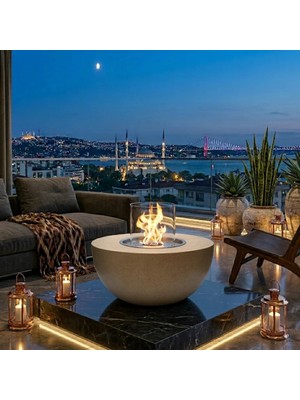 Starfire Sapphire Terrazzo Bio 5 Litre Kapasiteli Beton Şömine