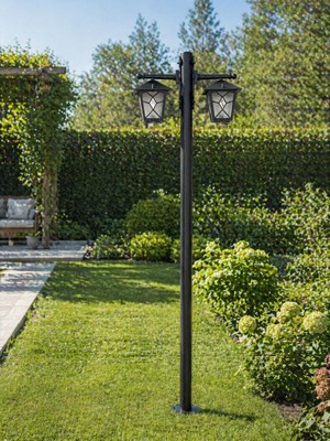 Lambax 250 cm Çift Kollu Aşiyan  Direkli Bahçe Yol Aydınlatma Armatürü (2 Ad Ampul ve Dübeller Dahildir)