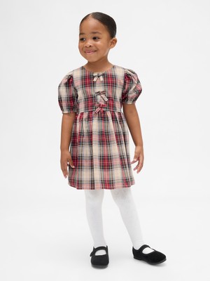 Gap Kız Bebek Kırmızı Puff-Sleeve Fiyonk Elbise
