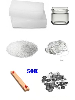 OEM 50K Mum Yapım Başlangıç Seti 500GR Parafin Kavanoz Fitiller Stearin Evde Mum Yapımı
