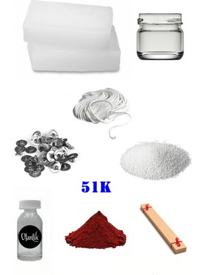 OEM 51K Mum Yapım Başlangıç Seti 500GR Parafin Kavanoz 1 Esans 1 Boya Fitiller Stearin Evde Mum Yapımı