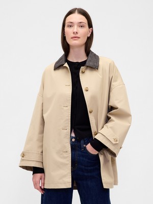 Gap Kadın Krem Twill Oversized Trençkot