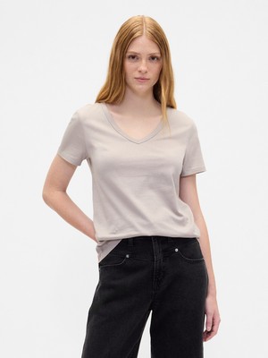 Gap Kadın Bej Favorite V-Yaka T-Shirt