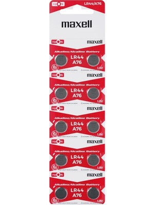 Eco Port Maxell LR44 AG13 SR44 A76 1.5V Alkalin Saat Pili 10 Adet