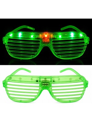 AyrStore Buğz LED Işıklı Panjur Parti Gözlüğü Yeşil Renk Shutter Gözlük
