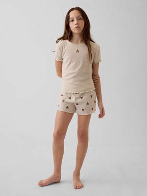 Gap Kız Çocuk Gri Recycled Fitilli Brannan Bear Pijama Şort Takım