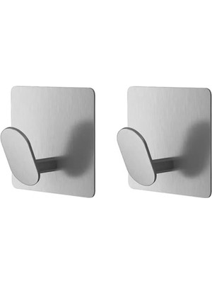 Aesco Yapışkanlı Paslanmaz Çelik Banyo Mutfak Eşya Havlu Vb Metal Askılık - AL5180 2 Adet (Gümüş)