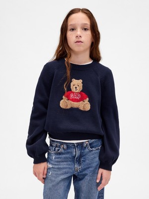 Gap Kız Çocuk Lacivert Brannan Bear Logo Sweatshirt