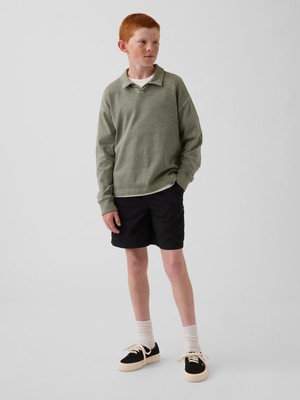 Gap Erkek Çocuk Siyah Relaxed Quick-Dry Kargo Şort