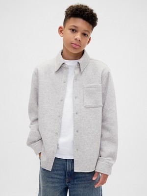 Gap Erkek Çocuk Gri Cozy Düğmeli Gömlek