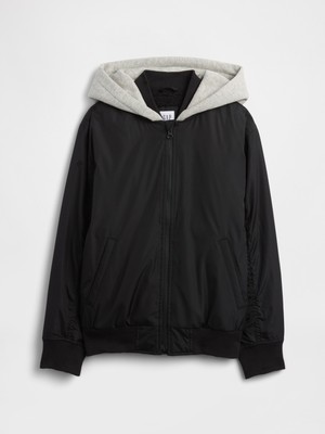 Gap Erkek Çocuk Siyah Kapüşonlu Bomber Ceket