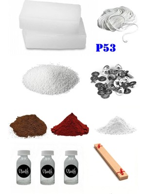OEM P53 Mum Yapım Başlangıç Seti 500GR Parafin 3 Esans 3 Boya Fitiller Stearin Evde Mum Yapımı