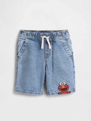 Gap Erkek Bebek Açık Mavi Sesame Street Pull-On Loose Denim Şort