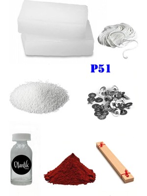 OEM P51 Mum Yapım Başlangıç Seti 500GR Parafin 1 Esans 1 Boya Fitiller Stearin Evde Mum Yapımı